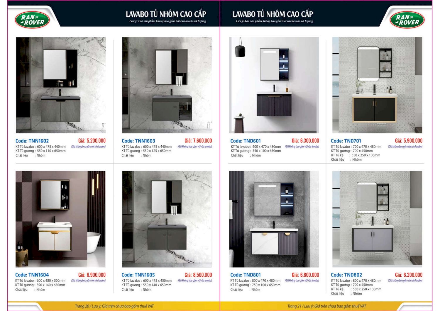 Thiết bị vệ sinh RANROVER Catalogue và Bảng giá mới nhất /Page 11